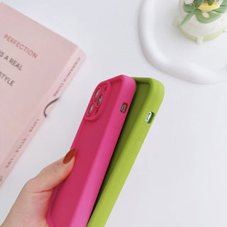 Auramma Collections Avant Basic Matte Plain Color Fuchsia Green Blue Brown Milk Tea White Black Thick Frame Soft TPU Case iPhone 16 15 14 13 12 Pro Max Plus