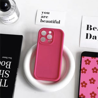 Auramma Collections Avant Basic Matte Plain Color Fuchsia Green Blue Brown Milk Tea White Black Thick Frame Soft TPU Case iPhone 16 15 14 13 12 Pro Max Plus