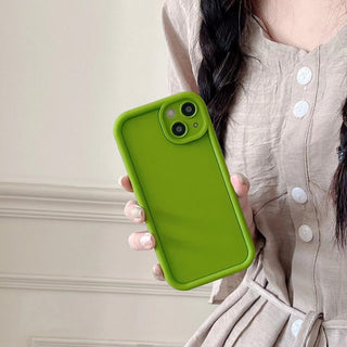 Auramma Collections Avant Basic Matte Plain Color Fuchsia Green Blue Brown Milk Tea White Black Thick Frame Soft TPU Case iPhone 16 15 14 13 12 Pro Max Plus