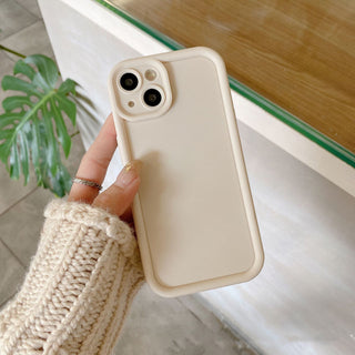 Auramma Collections Avant Basic Matte Plain Color Fuchsia Green Blue Brown Milk Tea White Black Thick Frame Soft TPU Case iPhone 16 15 14 13 12 Pro Max Plus