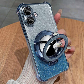 Auramma Collections Avant Basic Metallic Color Purple Blue Pink Silver Black Bumper Gradient Glitter Built-in Stand Mirror MagSafe Soft TPU Case iPhone 16 Pro Max Plus