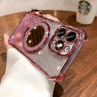 Auramma Collections Avant Basic Metallic Color Black Purple Blue Pink Silver Bumper Gradient Glitter Built-in Stand Mirror MagSafe Soft TPU Case iPhone 15 14 13 12 11 Pro Max Plus