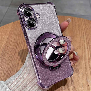 Auramma Collections Avant Basic Metallic Color Purple Blue Pink Silver Black Bumper Gradient Glitter Built-in Stand Mirror MagSafe Soft TPU Case iPhone 16 Pro Max Plus