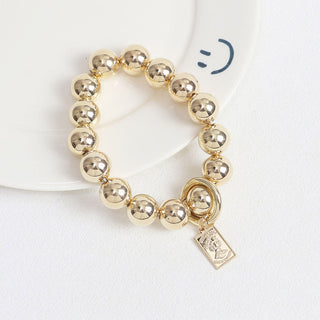Auramma Collections Avant Basic Metallic Gold Silver Plated Bead Bracelet Mobile Cell Phone Charm