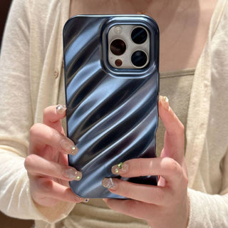 Auramma Collections Avant Basic Metallic Matte Finish Silver Black Pink Sand Gold Blue 3D Textured Surface Silk Ripple Design Soft TPU Case iPhone 16 15 14 13 12 11 Pro Max Plus