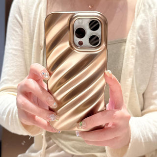 Auramma Collections Avant Basic Metallic Matte Finish Silver Black Pink Sand Gold Blue 3D Textured Surface Silk Ripple Design Soft TPU Case iPhone 16 15 14 13 12 11 Pro Max Plus