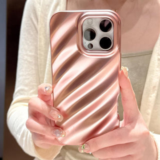 Auramma Collections Avant Basic Metallic Matte Finish Silver Black Pink Sand Gold Blue 3D Textured Surface Silk Ripple Design Soft TPU Case iPhone 16 15 14 13 12 11 Pro Max Plus