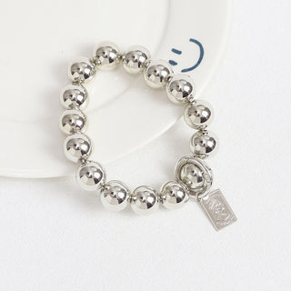 Auramma Collections Avant Basic Metallic Gold Silver Plated Bead Bracelet Mobile Cell Phone Charm