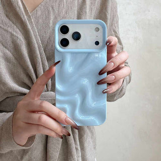 Auramma Collections Avant Basic Minimalist Aesthetic Glossy Finish Pastel Purple Pink Mint Green Butter Yellow Barbie Blue White 3D Ripples Surface Style Soft TPU Case iPhone 17 16 15 14 13 Pro Max Air