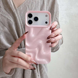 Auramma Collections Avant Basic Minimalist Aesthetic Glossy Finish Pastel Purple Pink Mint Green Butter Yellow Barbie Blue White 3D Ripples Surface Style Soft TPU Case iPhone 17 16 15 14 13 Pro Max Air