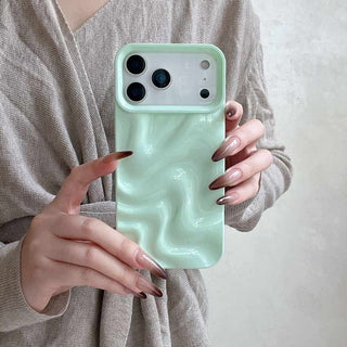 Auramma Collections Avant Basic Minimalist Aesthetic Glossy Finish Pastel Purple Pink Mint Green Butter Yellow Barbie Blue White 3D Ripples Surface Style Soft TPU Case iPhone 17 16 15 14 13 Pro Max Air
