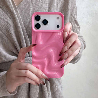 Auramma Collections Avant Basic Minimalist Aesthetic Glossy Finish Pastel Purple Pink Mint Green Butter Yellow Barbie Blue White 3D Ripples Surface Style Soft TPU Case iPhone 17 16 15 14 13 Pro Max Air