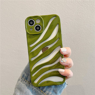 Auramma Collections Avant Basic Minimalist Aesthetic White Baby Pink Purple Black Green Wine Red Hollow Zebra Temperature Cooling Heat Dissipation Soft TPU Case iPhone 14 13 12 11 Pro Max 