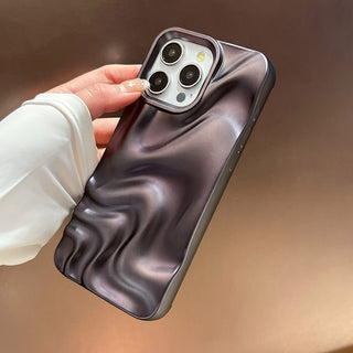 Auramma Collections Avant Basic Minimalist Aesthetic Matte Black Finish 3D Ripples Style Soft TPU iPhone 16 15 14 13 12 Pro Max Case