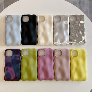Auramma Collections Avant Basic Minimalist Aesthetic Glossy Silver Matte Blue Black White Radiant Purple Green Beige Yellow Wavy Edge 3D Bubbles Style Soft TPU Case iPhone 14 13 12 11 Pro Max