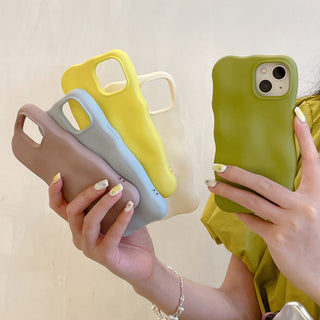 Auramma Collections Avant Basic Minimalist Aesthetic Glossy Silver Matte Blue Black White Radiant Purple Green Beige Yellow Wavy Edge 3D Bubbles Style Soft TPU Case iPhone 14 13 12 11 Pro Max