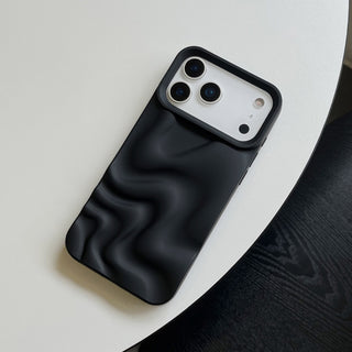 Auramma Collections Avant Basic Minimalist Aesthetic Matte Finish White Blue Dusty Pink Wine Red Gray Black 3D Ripples Style Soft TPU Case iPhone 17 16 15 14 13 12 Pro Max