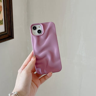 Auramma Collections Avant Basic Minimalist Aesthetic White Dusty Pink Purple Green Blue Matte Finish 3D Ripples Style Soft TPU iPhone 15 14 13 12 11 Pro Max Case