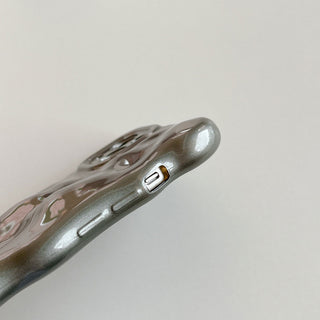 Auramma Collections Avant Basic Minimalist Aesthetic Pearl Grey Gray Sparkling Finish Wavy Edge 3D Bubbles Style Soft TPU Case iPhone 15 14 13 12 11 Pro Max Plus