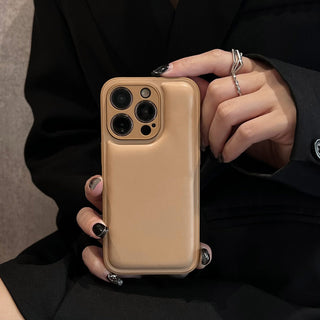 Auramma Avant Basic Minimalist Aesthetic Matte Plain Color Khaki Chocolate Brown Black Silver Beige Cushion Style Soft TPU Case iPhone 16 15 14 13 12 11 Pro Max