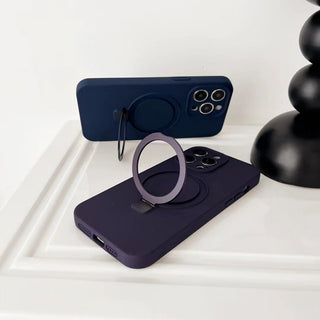Auramma Collections Avant Basic Minimalist Aesthetic Practical Plain Color Dark Purple Green Gray Blue Black Plum MagSafe Compatible Built In Stand Silicone iPhone Case