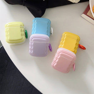 Auramma Collections Avant Basic Minimalist Aesthetic Summer Candy Color Yellow Purple Blue Green Pink Wavy Edge Soft TPU Case AirPods 1 2 3 Pro