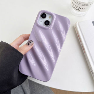 Auramma Collections Avant Basic Plain Black Khaki Cream White Lavender Purple Wine Red Green Glossy 3D Silk Wavy Texture Look Soft TPU Case iPhone 16 15 14 13 12 11 Pro Max Plus