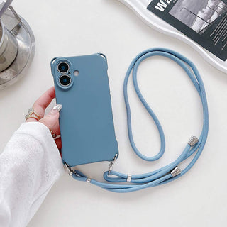 Auramma Collections Avant Basic Plain Matte Blue Purple White Pink Black Fuchsia Four Corner Openings Matching Lanyard Soft TPU Case iPhone 16 Pro Max Plus