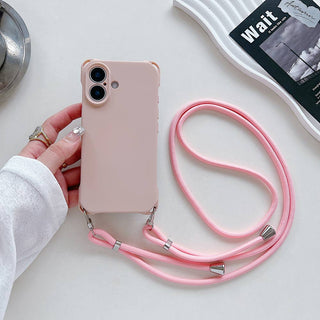 Auramma Collections Avant Basic Plain Matte Blue Purple White Pink Black Fuchsia Four Corner Openings Matching Lanyard Soft TPU Case iPhone 16 Pro Max Plus