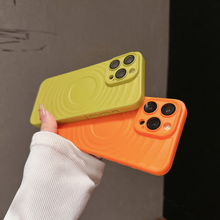 Auramma Collections Avant Basic Plain Metallic Finish Khaki Mustard Yellow Orange Gray Red Teal Green Black White Purple Halo Ripple MagSafe Compatible Soft Case iPhone 16 15 14 13 Pro Max