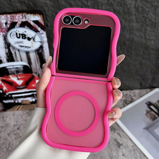 Auramma Collections Avant Basic Plain Frosted Wavy Bumper Pink Fuchsi Gray Purple Black Brown MagSafe Soft TPU Case Samsung Z Flip 6 5 4 3