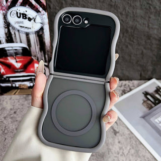 Auramma Collections Avant Basic Plain Frosted Wavy Bumper Pink Fuchsi Gray Purple Black Brown MagSafe Soft TPU Case Samsung Z Flip 6 5 4 3