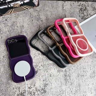 Auramma Collections Avant Basic Plain Frosted Wavy Bumper Pink Fuchsi Gray Purple Black Brown MagSafe Soft TPU Case Samsung Z Flip 6 5 4 3