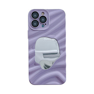 Auramma Collections Avant Basic Silver Black Blue White Pink Purple Green 3D Wavy Ripple Puddle Mirror Better Late Than Never Quote Soft TPU Case iPhone 16 15 14 13 12 11 Pro Max Plus