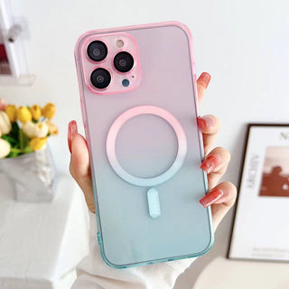 Auramma Collections Avant Basic Simple Pastel Purple Blue Pink Green Yellow Gradient MagSafe Soft TPU Case iPhone 15 14 13 12 11 Pro Max Plus