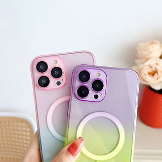 Auramma Collections Avant Basic Simple Pastel Purple Blue Pink Green Yellow Gradient MagSafe Soft TPU Case iPhone 15 14 13 12 11 Pro Max Plus