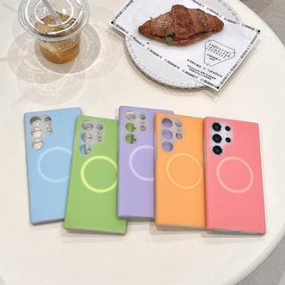 Auramma Collections Avant Basic Soft Aesthetic Dreamy Frosted Plain Mint Dusty Pink Yellow Gray White MagSafe Soft TPU Samsung Galaxy Case S25 S24 S23 Ultra FE Plus