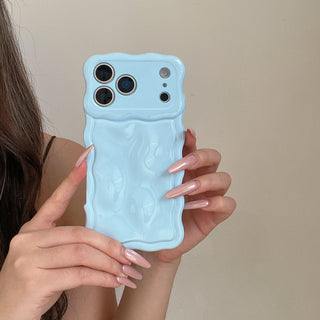 Auramma Collections Avant Basic Cool Minimalist Aesthetic Wavy Edge 3D Meteorite Style Glossy Macaron Butter Yellow Sakura Barbie Pink Mint Baby Blue Soft TPU Case iPhone 17 16 15 14 13 12 Pro Max Plus Air 16e
