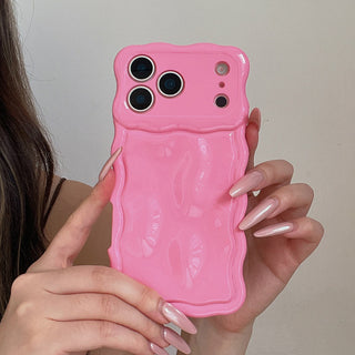 Auramma Collections Avant Basic Cool Minimalist Aesthetic Wavy Edge 3D Meteorite Style Glossy Macaron Butter Yellow Sakura Barbie Pink Mint Baby Blue Soft TPU Case iPhone 17 16 15 14 13 12 Pro Max Plus Air 16e