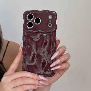Auramma Collections Avant Basic 3D Meteorite Style Surface Wavy Edge Glossy Butter Yellow Sakura Pink Green Coffee Brown White Wine Red Purple Metallic Black Gold Silver Blue Pink Soft TPU Case iPhone 17 16 15 14 13 12 Pro Max Plus Air 16e