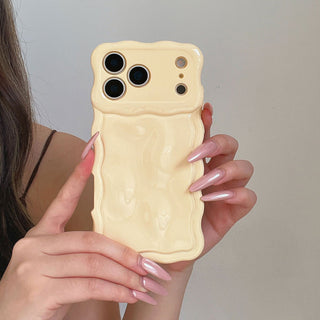 Auramma Collections Avant Basic Cool Minimalist Aesthetic Wavy Edge 3D Meteorite Style Glossy Macaron Butter Yellow Sakura Barbie Pink Mint Baby Blue Soft TPU Case iPhone 17 16 15 14 13 12 Pro Max Plus Air 16e