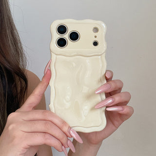 Auramma Collections Avant Basic 3D Meteorite Style Surface Wavy Edge Glossy Butter Yellow Sakura Pink Green Coffee Brown White Wine Red Purple Metallic Black Gold Silver Blue Pink Soft TPU Case iPhone 17 16 15 14 13 12 Pro Max Plus Air 16e