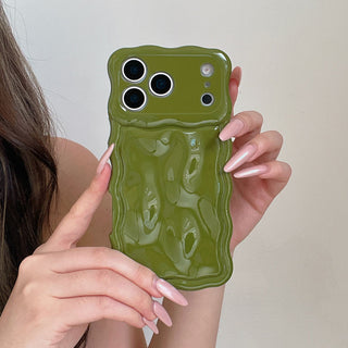 Auramma Collections Avant Basic 3D Meteorite Style Surface Wavy Edge Glossy Butter Yellow Sakura Pink Green Coffee Brown White Wine Red Purple Metallic Black Gold Silver Blue Pink Soft TPU Case iPhone 17 16 15 14 13 12 Pro Max Plus Air 16e