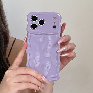 Auramma Collections Avant Basic 3D Meteorite Style Surface Wavy Edge Glossy Butter Yellow Sakura Pink Green Coffee Brown White Wine Red Purple Metallic Black Gold Silver Blue Pink Soft TPU Case iPhone 17 16 15 14 13 12 Pro Max Plus Air 16e
