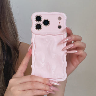 Auramma Collections Avant Basic Cool Minimalist Aesthetic Wavy Edge 3D Meteorite Style Glossy Macaron Butter Yellow Sakura Barbie Pink Mint Baby Blue Soft TPU Case iPhone 17 16 15 14 13 12 Pro Max Plus Air 16e