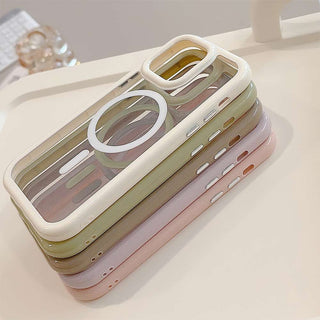 Auramma Collections Avant Basic Soft Minimalist Pastel Purple Green Pink Brown White Black Fuchsia Frame Bumper MagSafe Soft TPU Case iPhone 15 14 13 12 Pro Max Plus