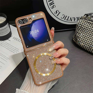 Auramma Collections Avant Basic Sparkling Rhinestone Black Gold Silver Purple Pink Matching Wrist Charm Soft TPU Case Samsung Z Flip 6 5 4 3