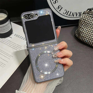 Auramma Collections Avant Basic Sparkling Rhinestone Black Gold Silver Purple Pink Matching Wrist Charm Soft TPU Case Samsung Z Flip 6 5 4 3