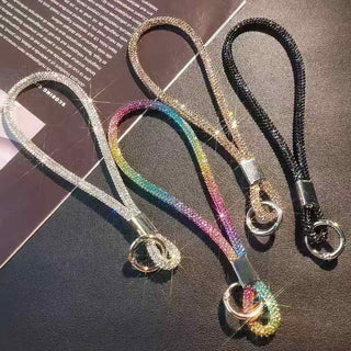 Auramma Collections Avant Basic Sparkly Rhinestone Silver Champagne Gold Black Iridescent Rainbow Dark Gray Sapphire Blue Turquoise Red Purple Color Mobile iPhone Samsung Galaxy Phone Wrist Charm