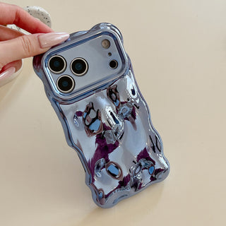 Auramma Collections Avant Basic Cool Aesthetic Wavy Edge Chrome Metallic Gold Fuchsia Pink Purple Blue Plated Glossy 3D Bubble Style TPU Case iPhone 17 16 15 14 13 12 11 Pro Max Plus Air 16e